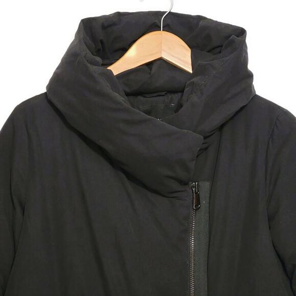 ZARA Basic Outerwear Black Hooded Zip Up Front Puffer Coat Jacket Size L - Picture 2 of 16